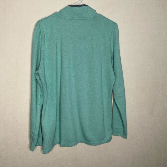 LL Bean Shirt Mens Size M Blue‎ Mock Neck Pullover Long Sleeve Cotton Buttons - Picture 3 of 8